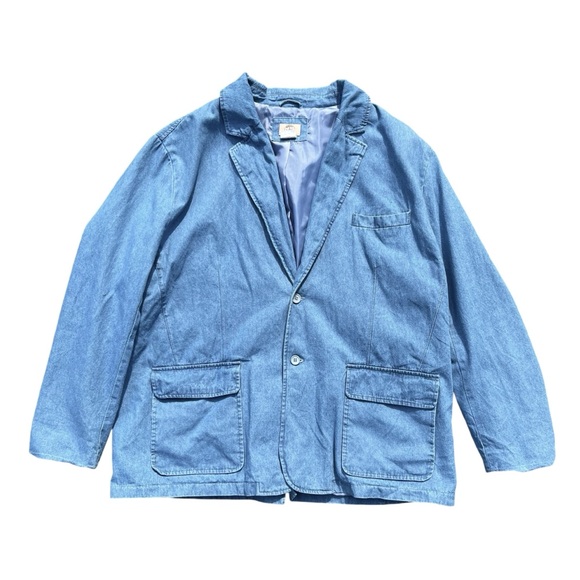 Vintage Haband Denim Two Button Blazer Jacket Blue Jean Chambray Size 2X - Picture 1 of 6